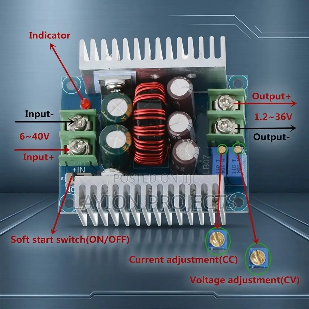 300w 20a Dc-Dc Buck Converter (Step-Down Cc-Cv Module)