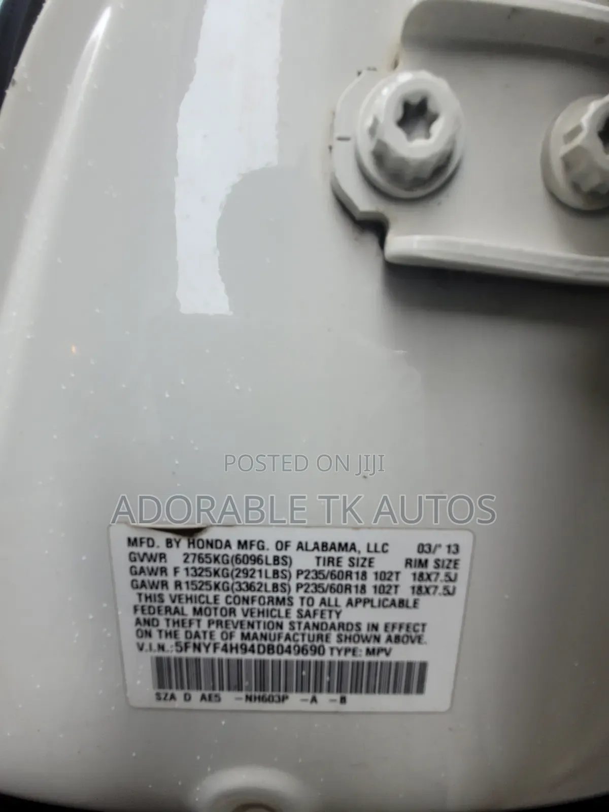 Honda Pilot 2013 White