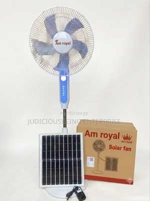 A.M Royal 16" Solar Rechargeable Standing Fan With Solar Panel + Bulb