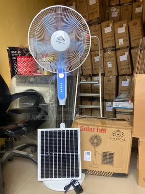 A.M Royal 16" Solar Rechargeable Standing Fan With Solar Panel + Bulb