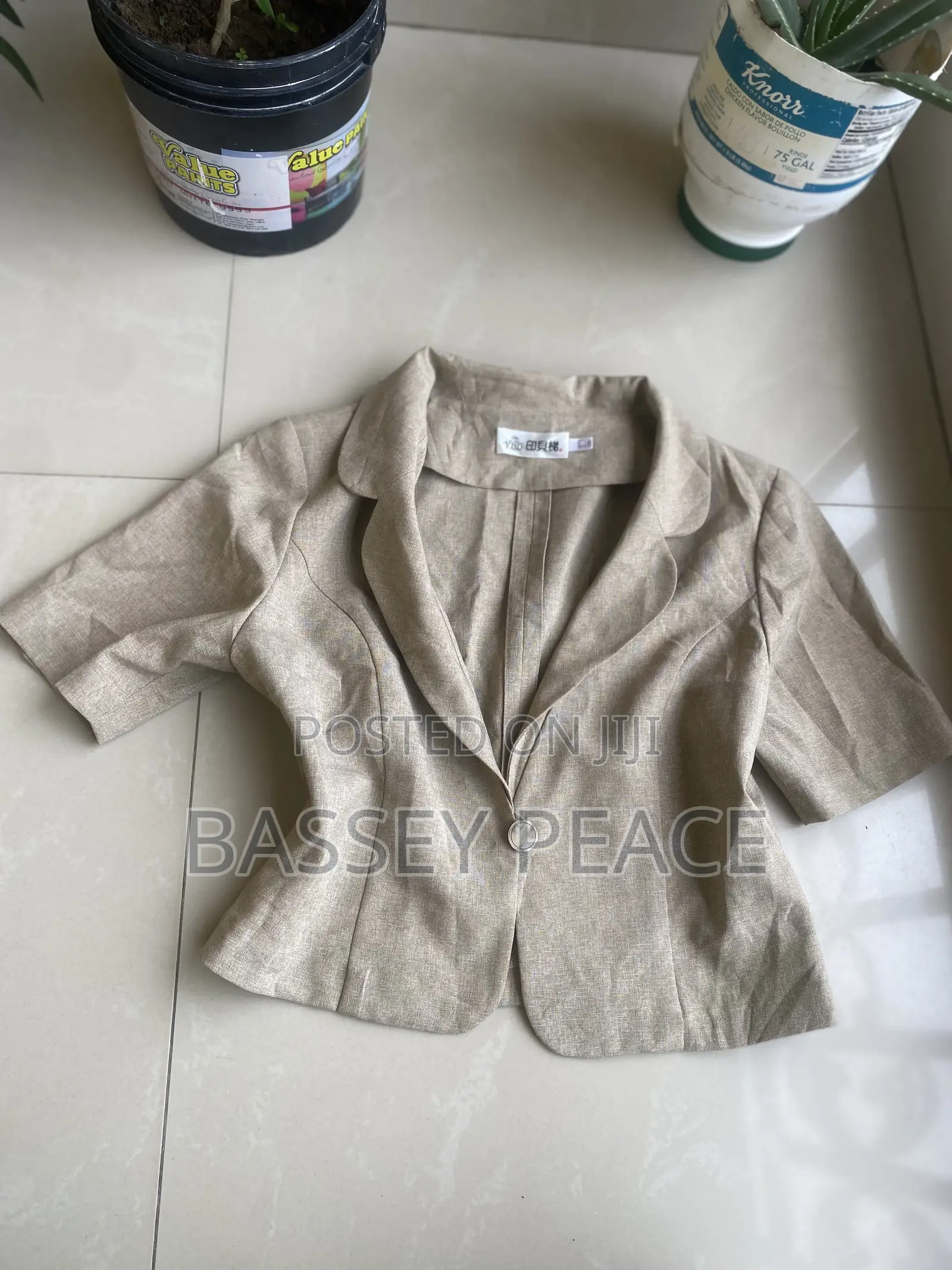 Beige Short Sleever Blazer