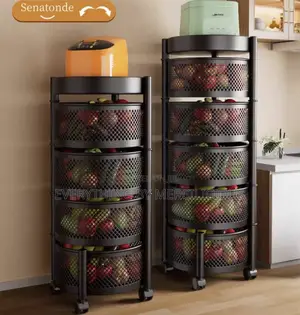 4 Layers Round Rotating Kitchen Basket, Fruits Storage