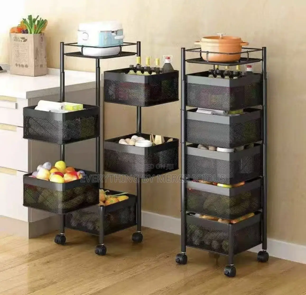 5 Layers Rotating Kitchen Basket, Fruit Storage Iron Basket