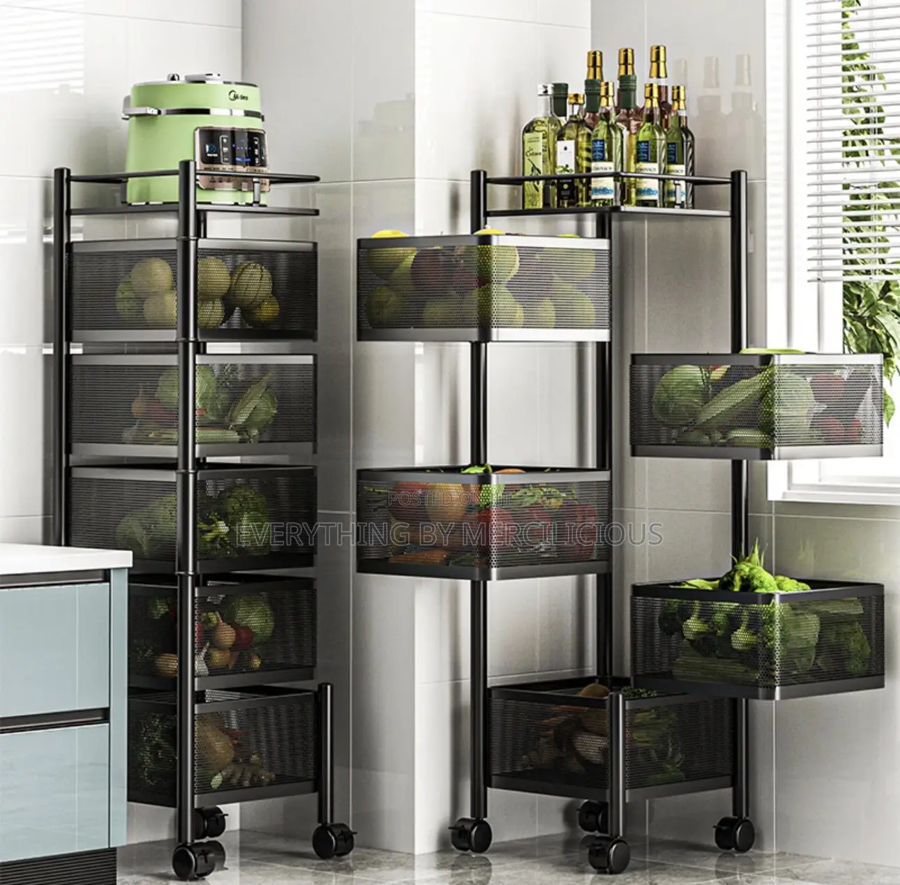 5 Layers Rotating Kitchen Basket, Fruit Storage Iron Basket
