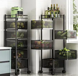 5 Layers Rotating Kitchen Basket, Fruit Storage Iron Basket