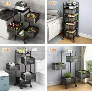 5 Layers Rotating Kitchen Basket, Fruit Storage Iron Basket