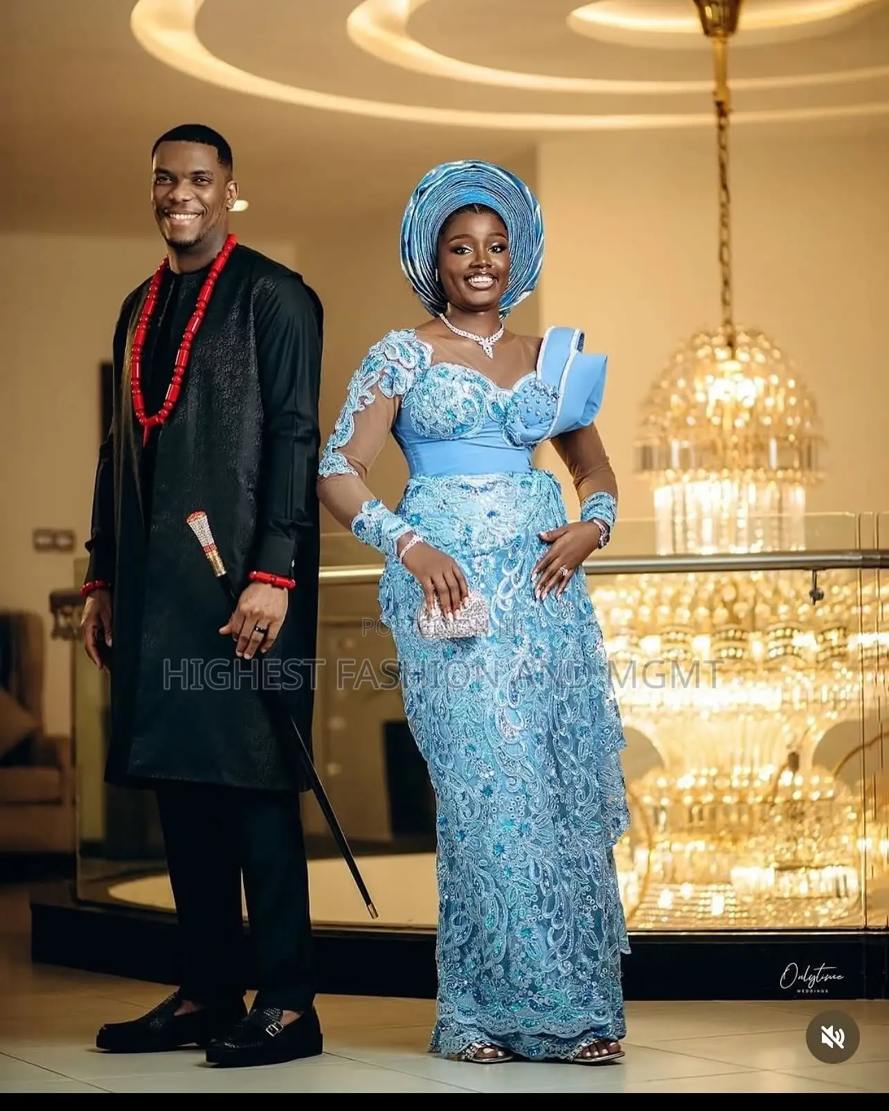 Sky-Blue Lace Gown Men’S Structured Black Kaftan