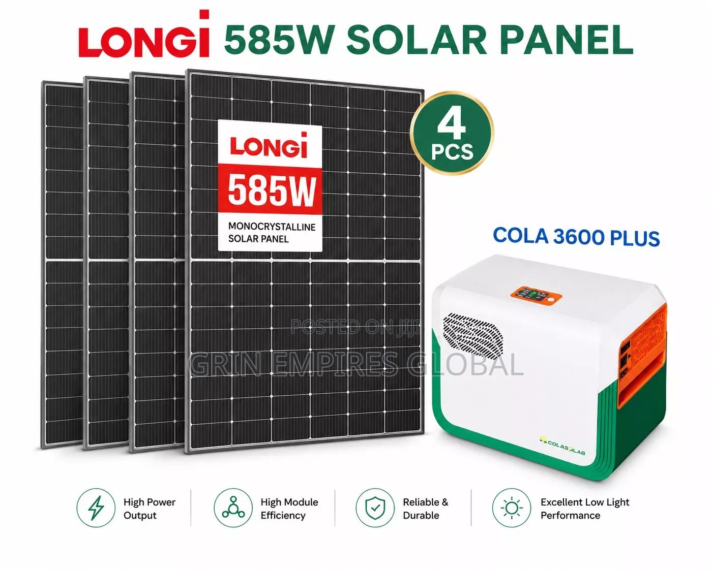 Cola Solar Generator 3600 Plus/2200w Output