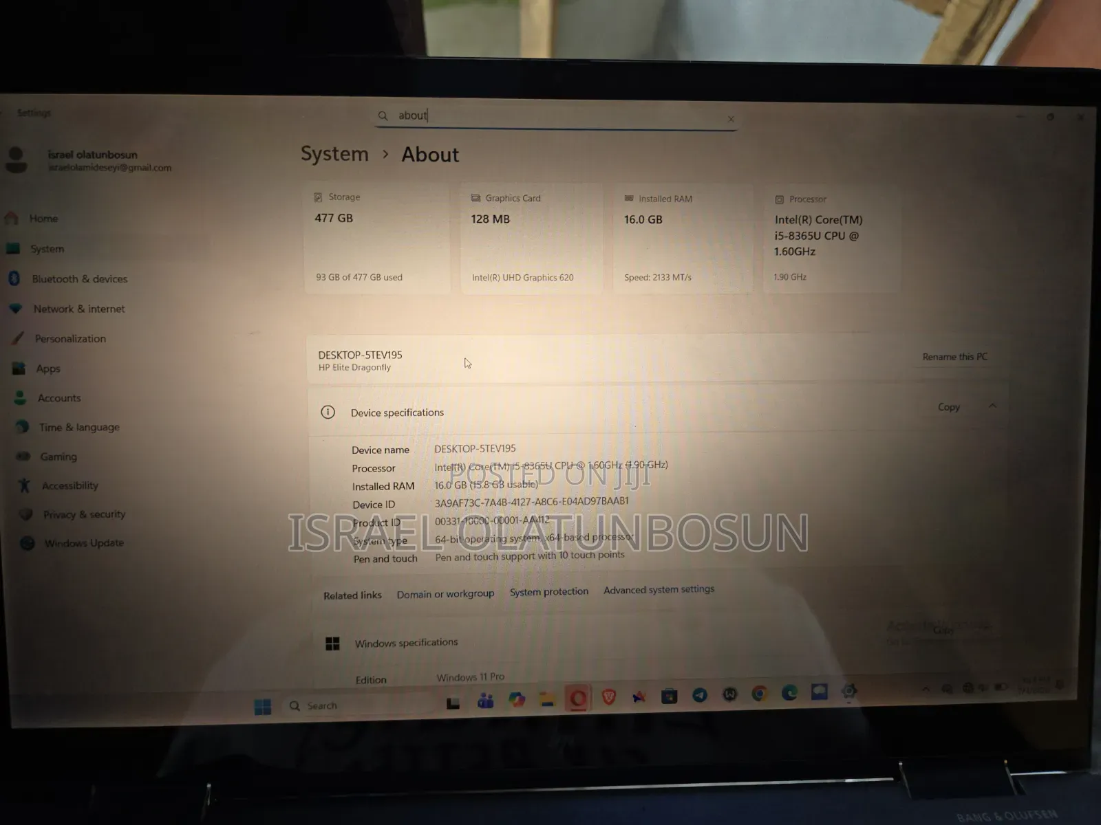 Laptop HP Dragonfly G2 16GB Intel Core i5 SSD 512GB