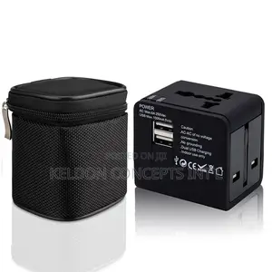 Dual Usb Universal Travel Adapter With Bag