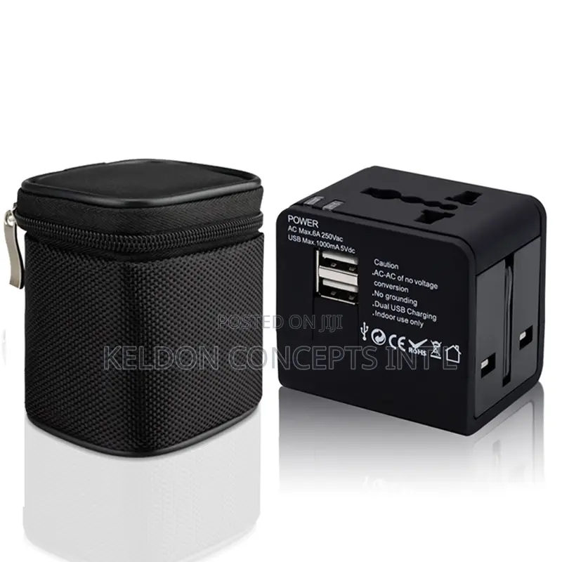 Dual Usb Universal Travel Adapter With Bag