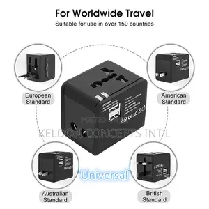 Dual Usb Universal Travel Adapter With Bag