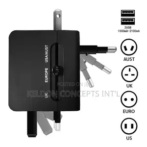 Dual Usb Universal Travel Adapter With Bag