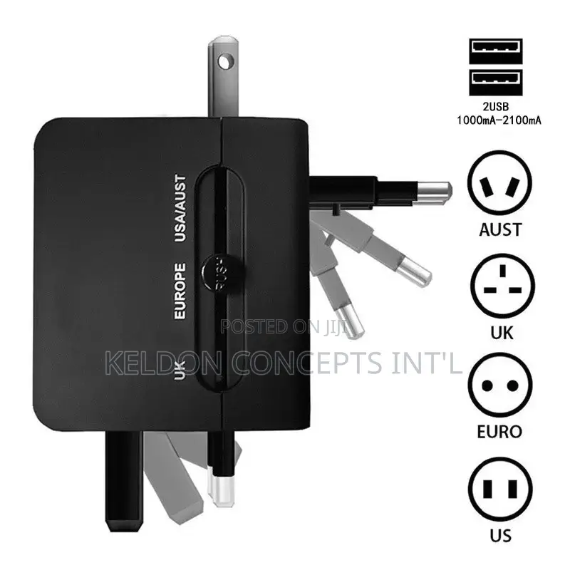 Dual Usb Universal Travel Adapter With Bag
