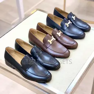 Brown and Black Hermes Leather Shoes Available