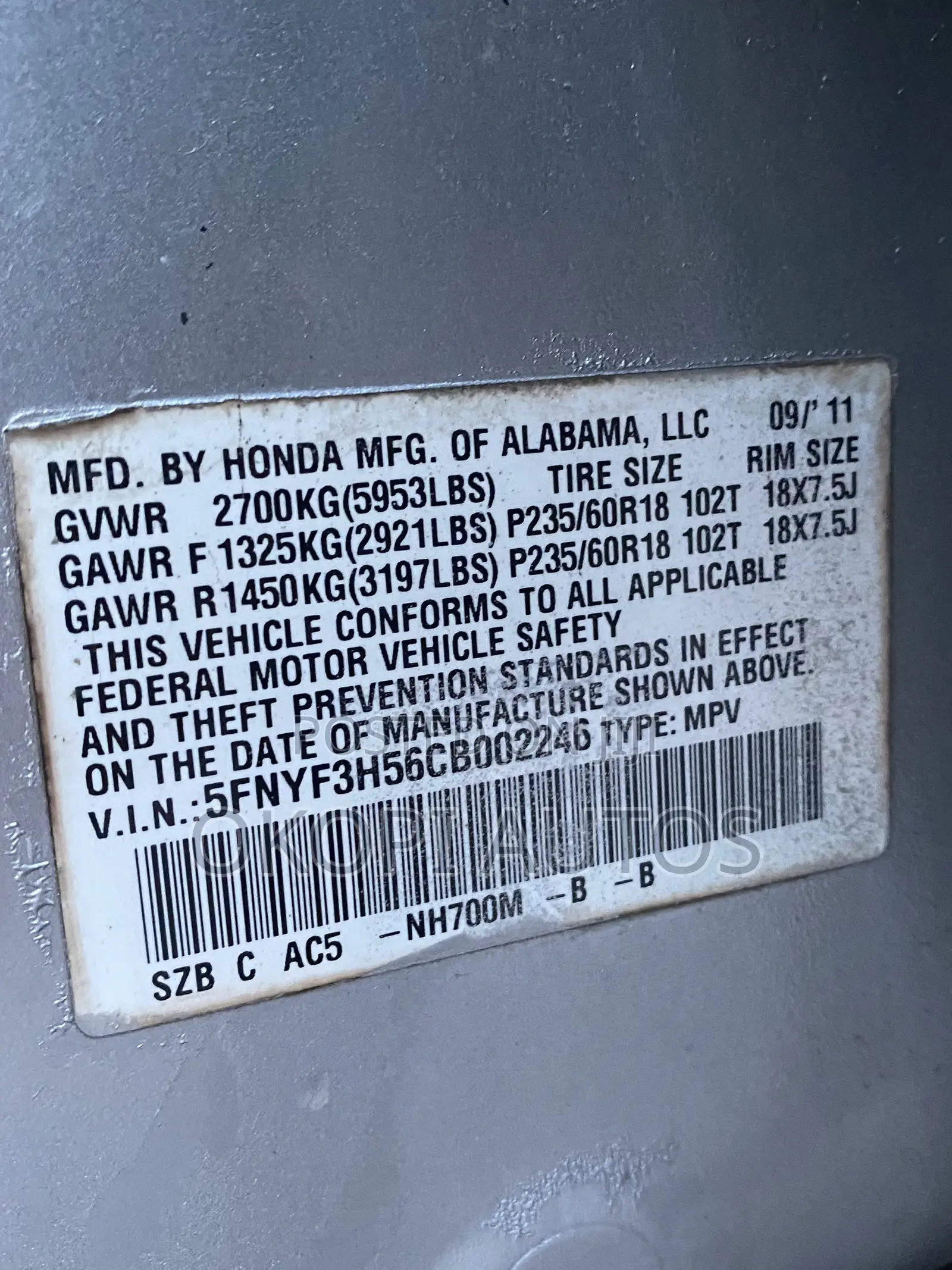 Honda Pilot 2012 Silver