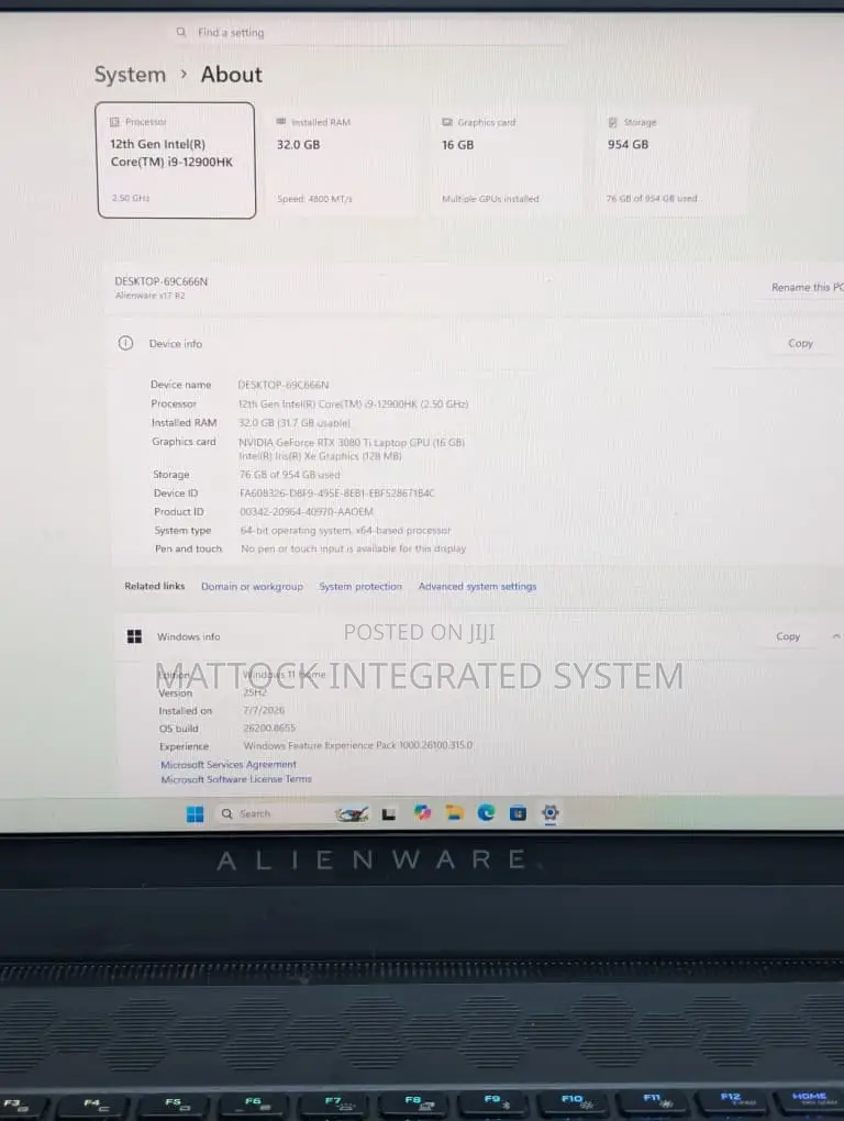 Laptop Dell 32GB Intel Core i9 SSD 1T