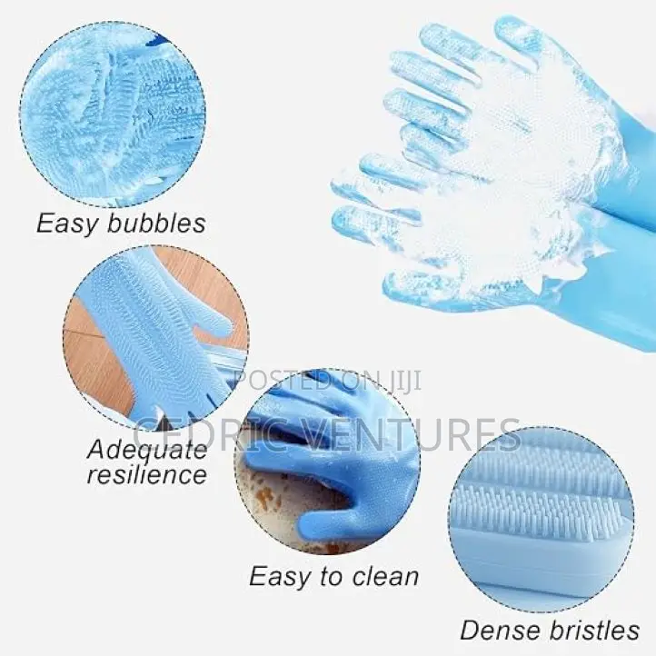 Silicone Reusable Dishwashing Scrubber Rubber - 1 Pair