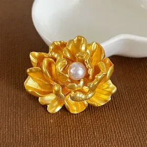 Floral Brooch With White Pearl