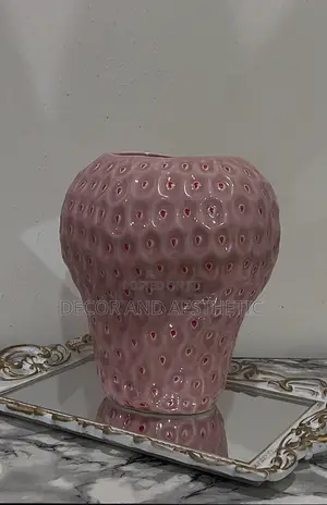 Large Strawberry Vase With Flowers