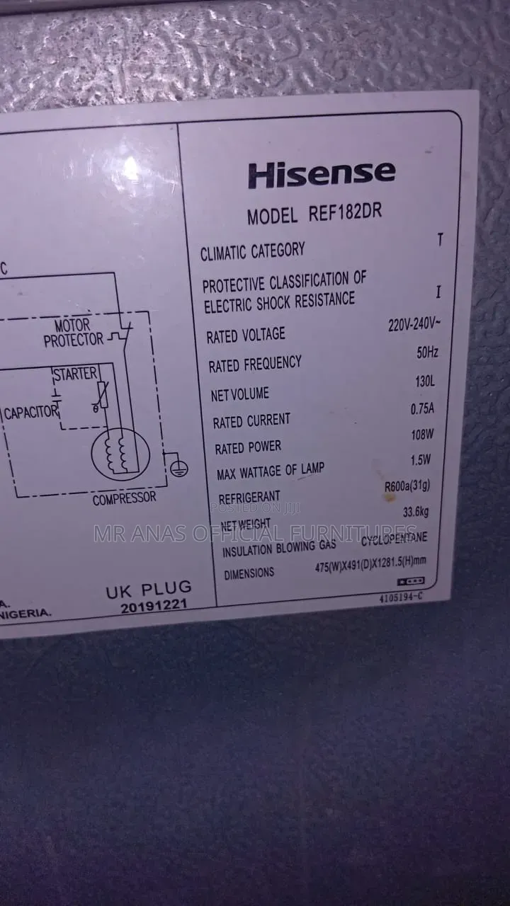 130l Hisense Double Door Fridge