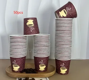 50pices Disposable Coffee Cups With Handle