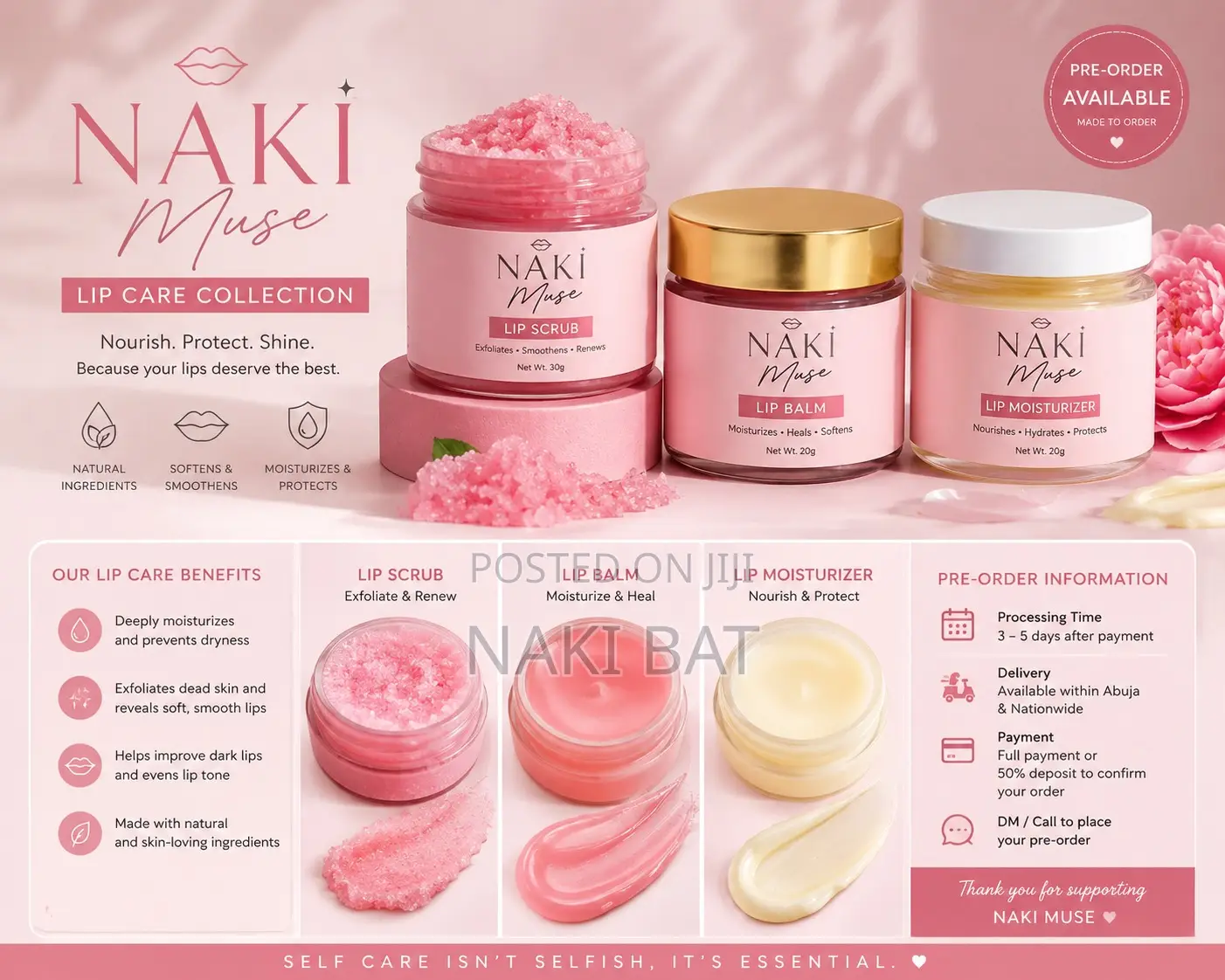 Naki Muse Pink Lip Care Set