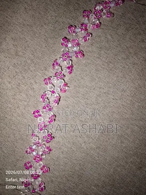Handmade Luxury Pink Crystal Flower Waist Beads - Ashabi