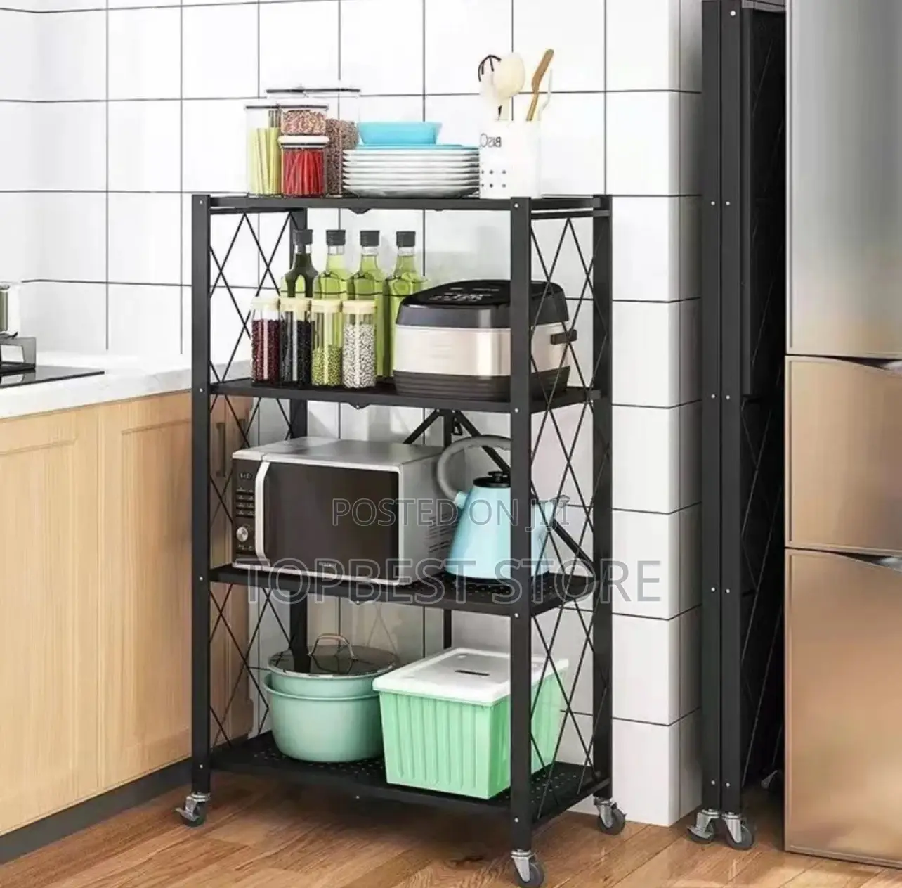 Multifunctional Moveable Kitchen Rack With Wheels