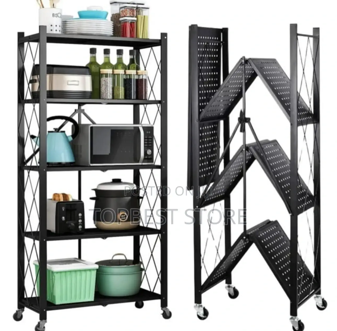 Multifunctional Moveable Kitchen Rack With Wheels