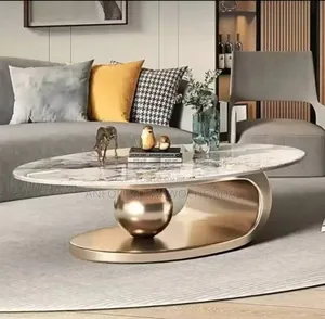 Modern Slate Desktop Metal Coffee Table – Italian Minimalist Luxury