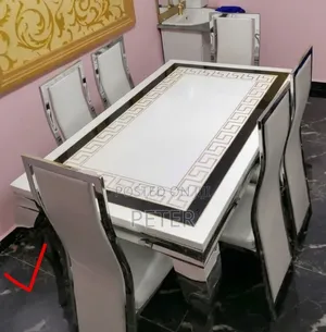 Luxury Modern Dining Set – Sleek White Black Geometric Design