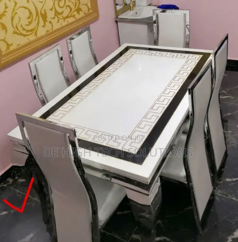 Luxury Modern Dining Set – Sleek White Black Geometric Design