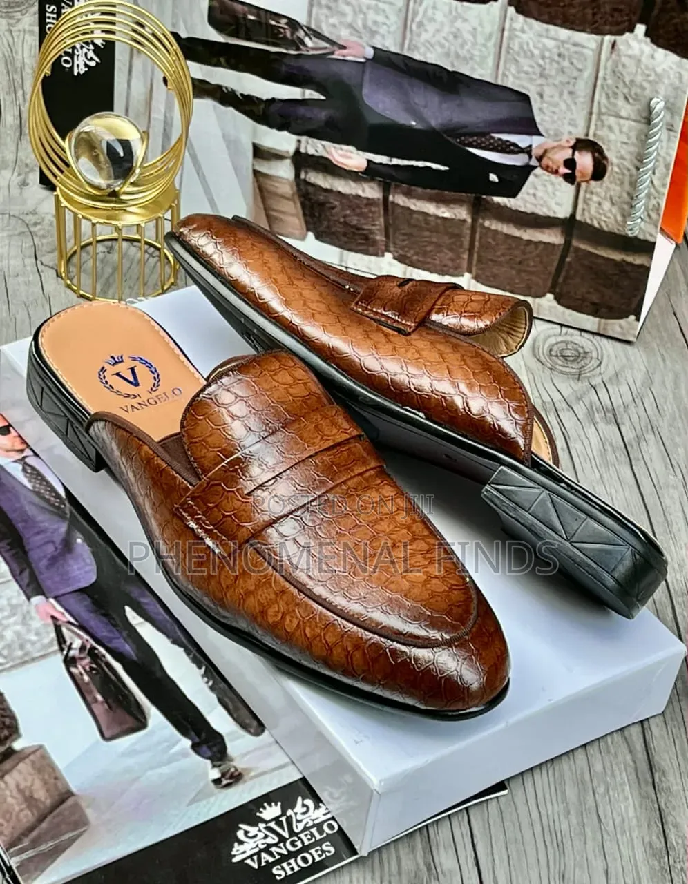 Black Croc-Textured Men's Half Shoe