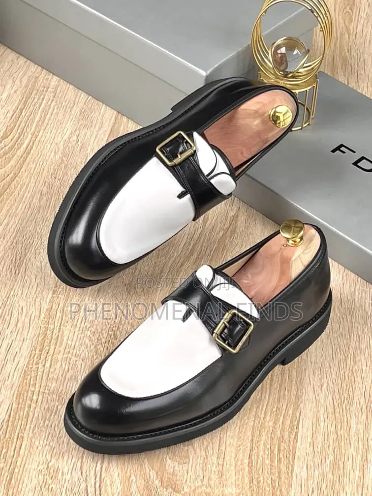 Brown White Double Monk Strap Loafers