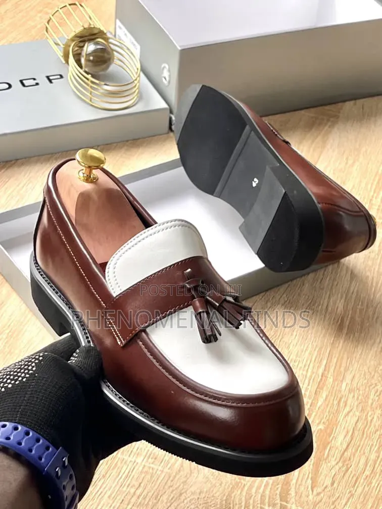Brown White Double Monk Strap Loafers
