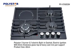 Polystar Inbuilt 3 Gas and 1 Electric Gas Cooker 60x60cm