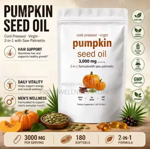Cold Pressed Virgin Pumpkin Seed Oil With Saw Palmetto 180 Soft Gel