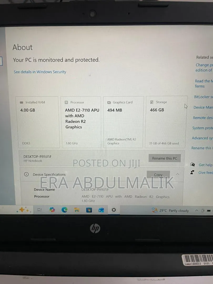 Laptop HP 4GB AMD HDD 500GB