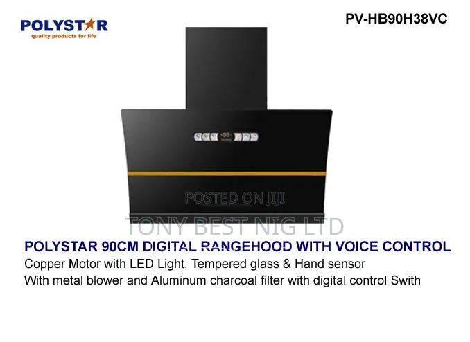 Polystar 90cm Digital Range Hood With Voice Control