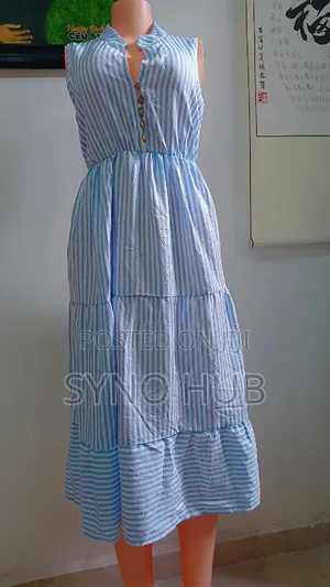 Blue and White Stripes Dress