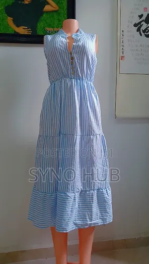 Blue and White Stripes Dress
