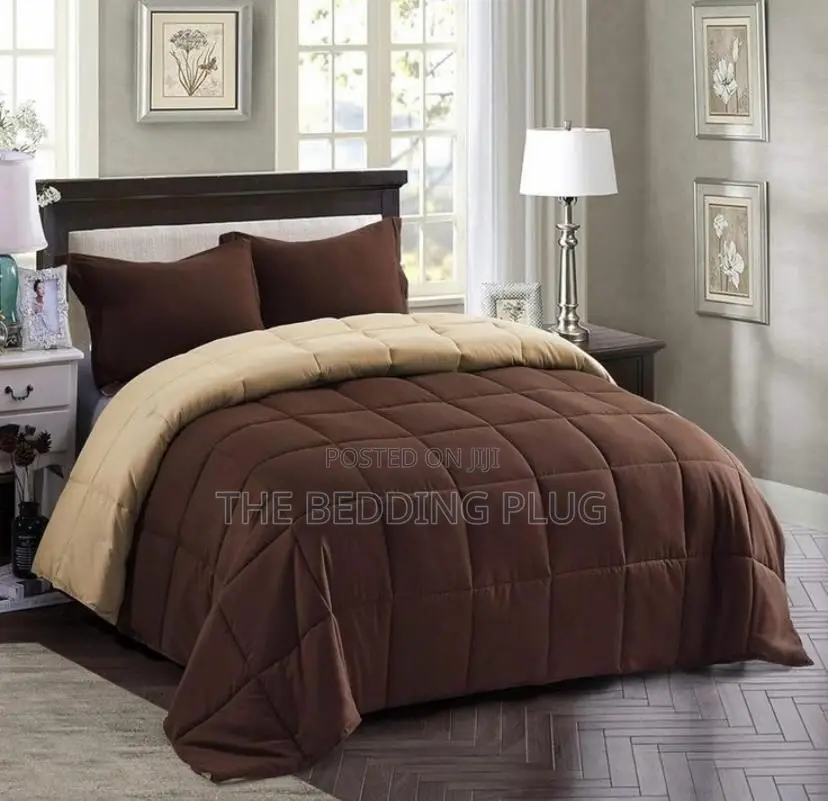 Brown and Champagne Gold Reversible Luxury Bedding (4x6)