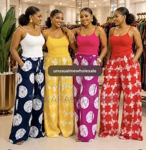 Ankara Palazzo Pant (100% Cotton) Available in Navy Blue, Green Yellow