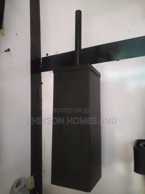 Matte Black Toilet Brush Holder With Handle