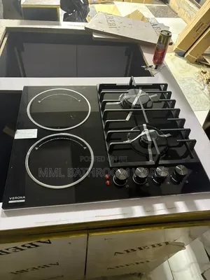 Built-in Gas Hob 2 Gas 2 Electric Burner 60cm Tempered Glass Cooktops
