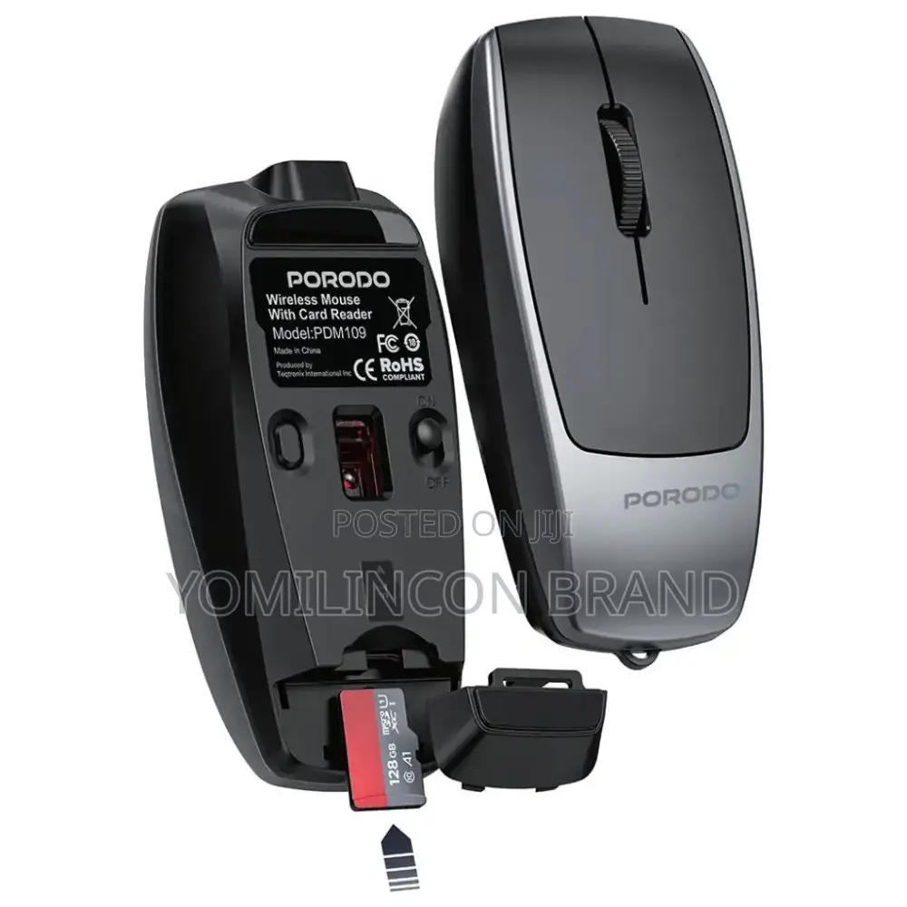 Porodo 1600dpi Wireless Mouse With Card Reader