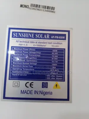 The Sunshine Solar 650w Monocrystalline Panel