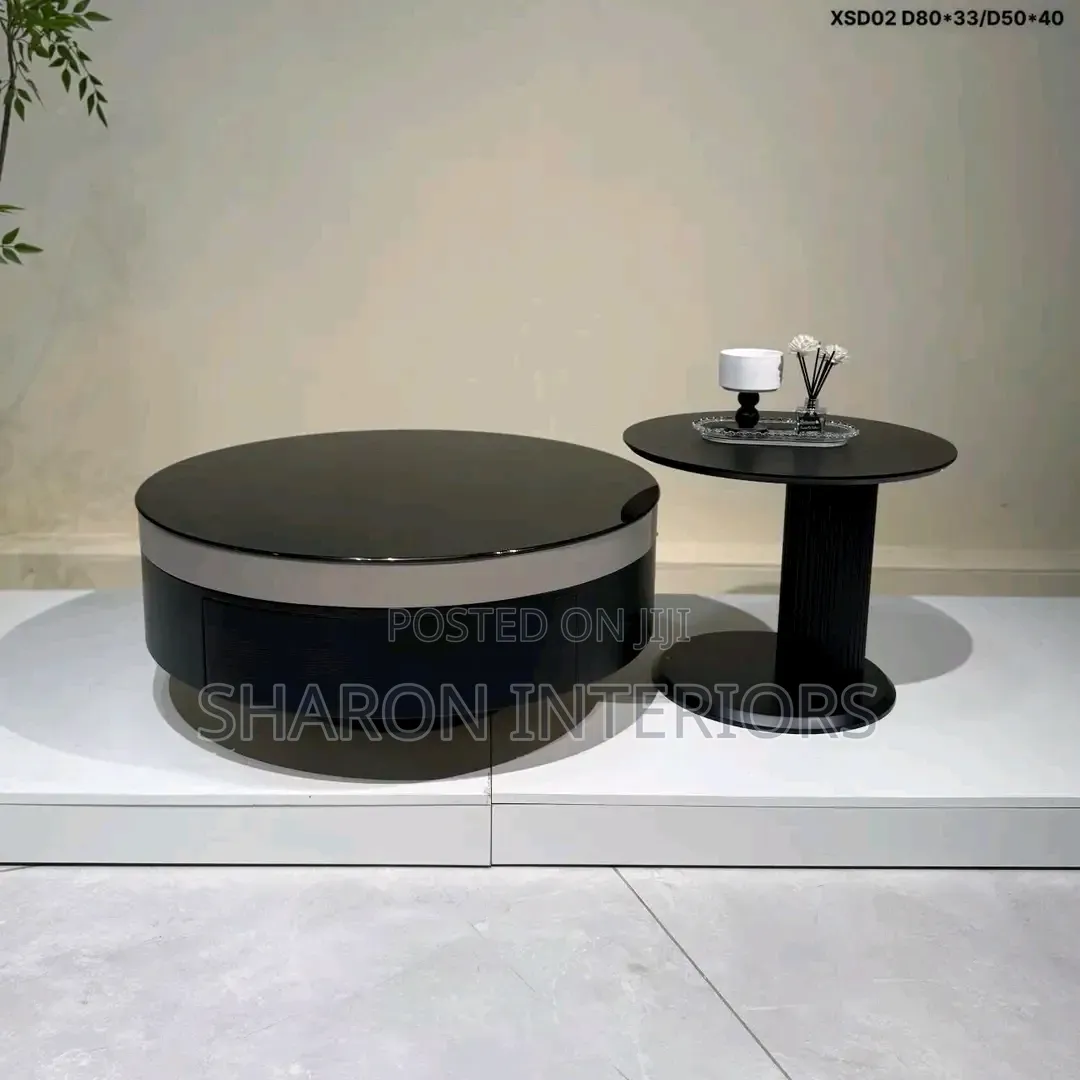 Modern Round Coffee Table With Side Table