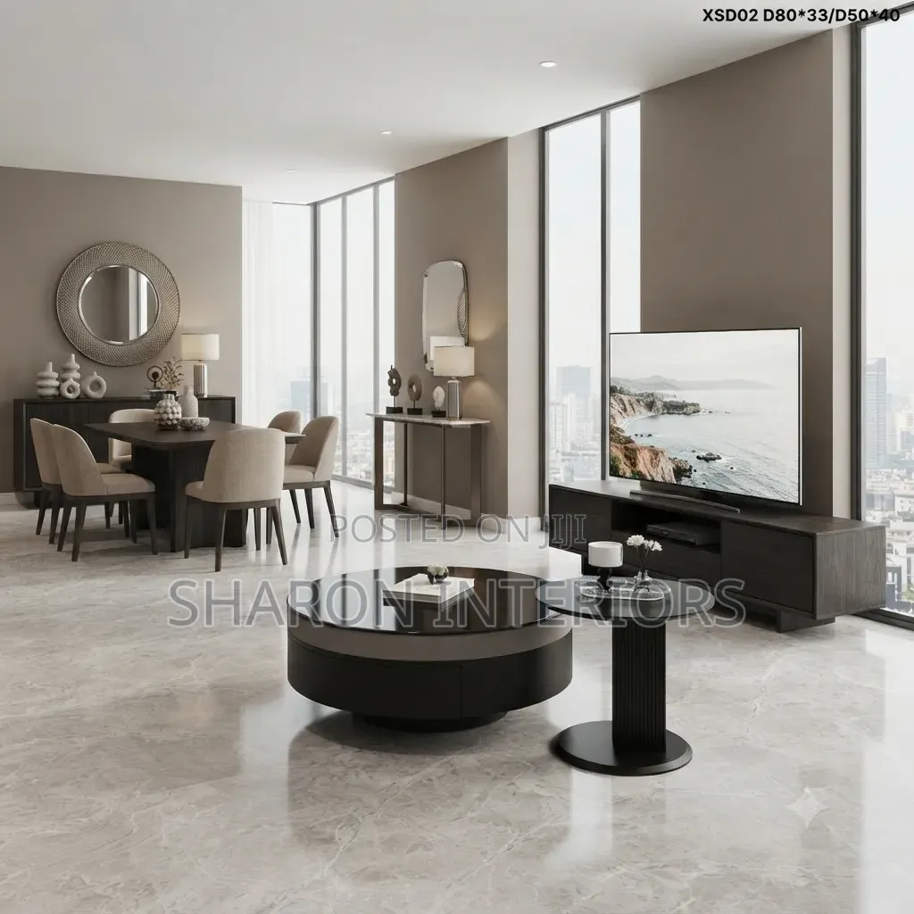 Modern Round Coffee Table With Side Table